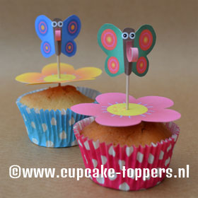 Afbeelding van de cupcake topper Vlindertjes