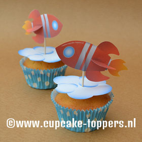 Afbeelding van de cupcake topper Raket