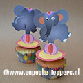 Afbeelding van de cupcake topper Olifant op bal